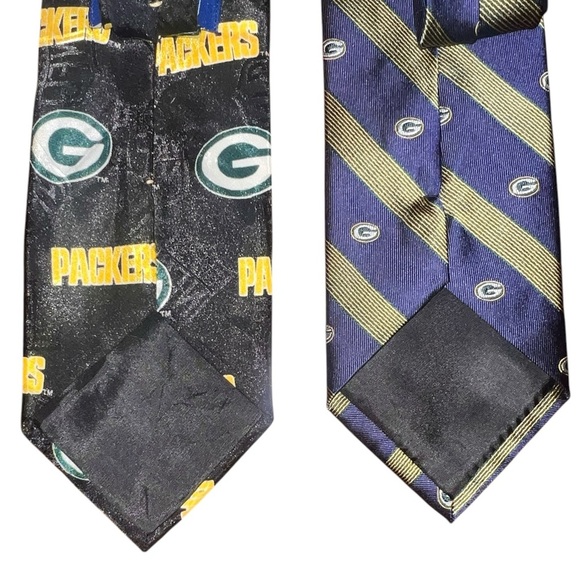 EUC Green Bay Packers NFL Team Apparel Black Navy Blue Men’s Neck Tie Set - Picture 4 of 7
